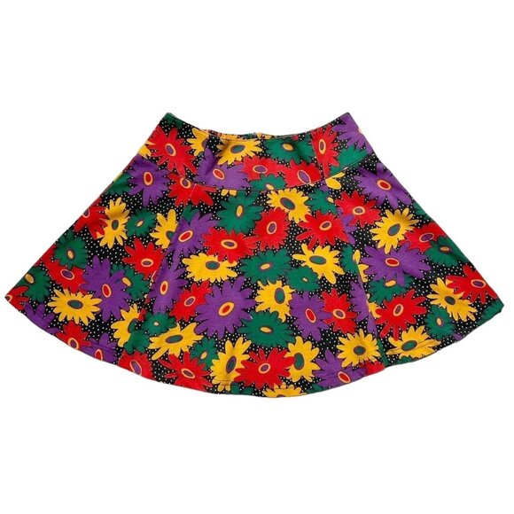 90s vintage Esprit Mini Skirt Circle Flower Pop Art Print Bright Pattern Teens. - Picture 1 of 5